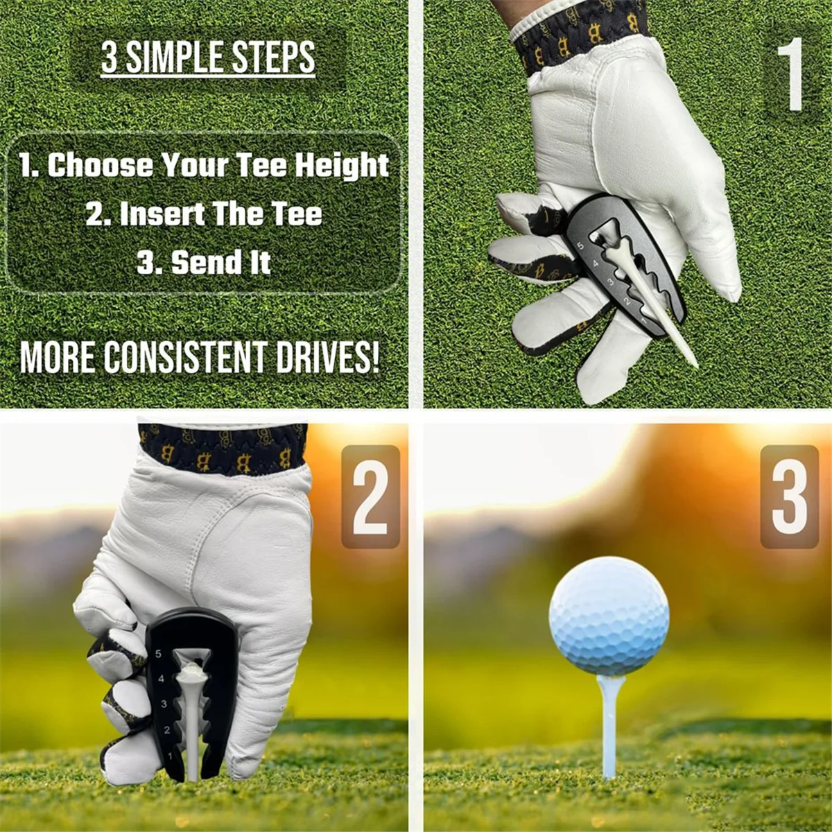 

AM38M Ball HeightRight Adjustable Golf Tee Height Tool - Precision Tee Height Setter for Consistent Swing Golf Training