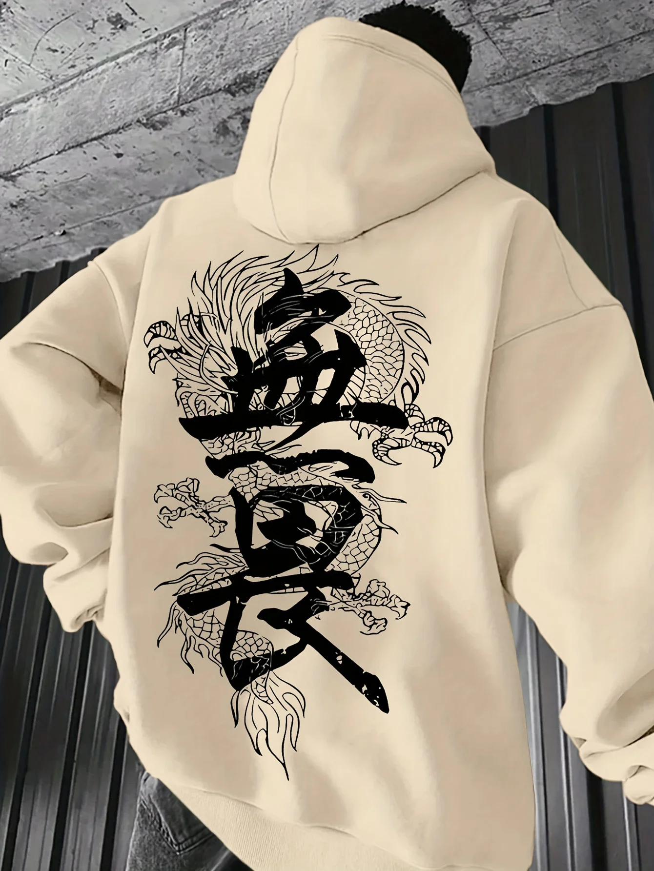 Autumn Winter Letter Print Fashion Trend Men Hooded Sweatshirt Daily Outdoor Sports Loose All Build Leisure Warm Street Style