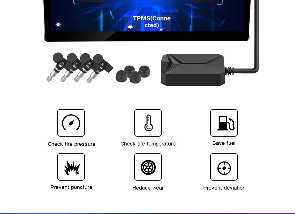 Système de surveillance intelligent TPMS pour voiture, alarme de pression, affichage de la température et de l'iode, 4 capteurs, solaire