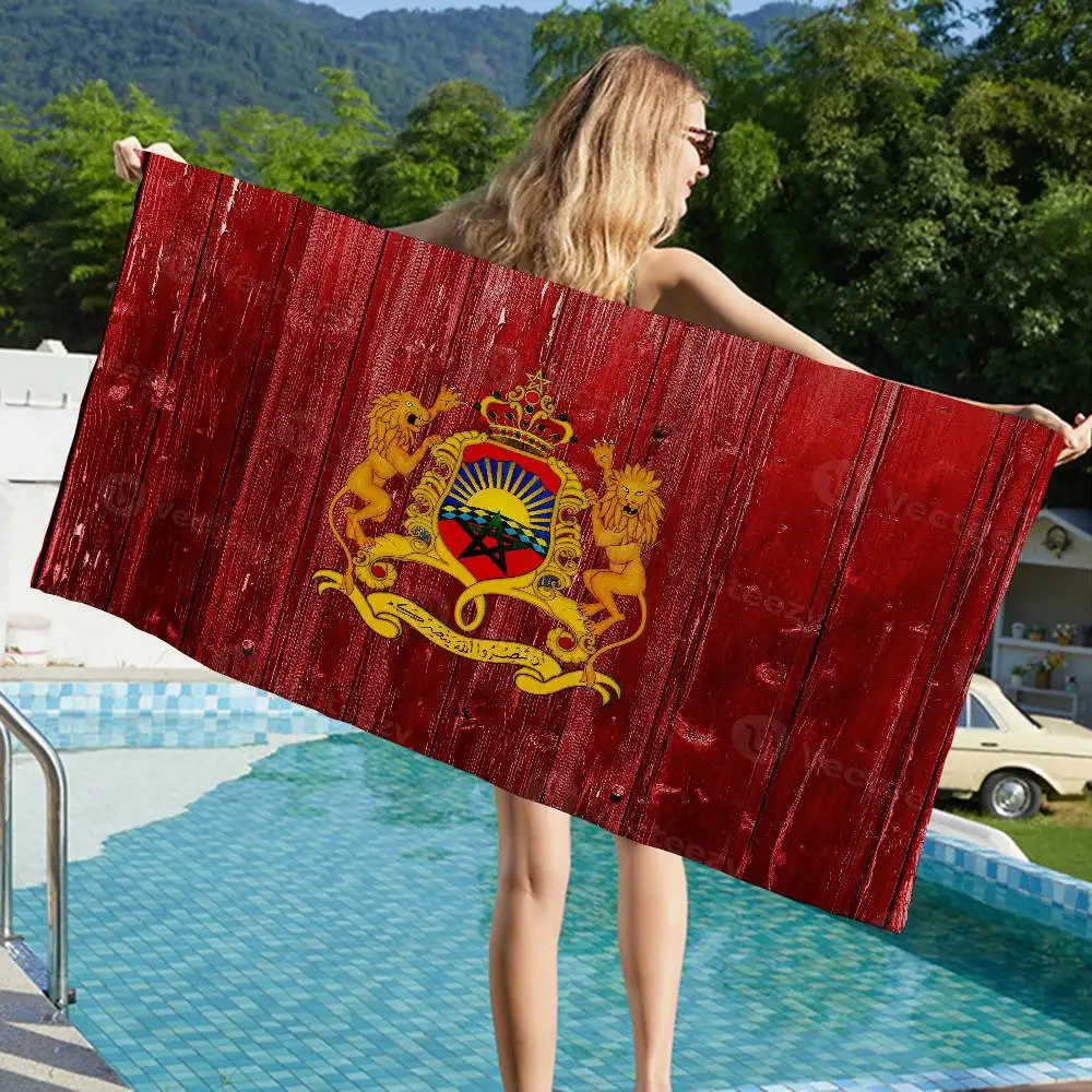 M-Morocco Map Flag Microfiber Beach Towel Absorbent Quick dry Soft Yoga Swimming Resort Mountain Climbing Towel