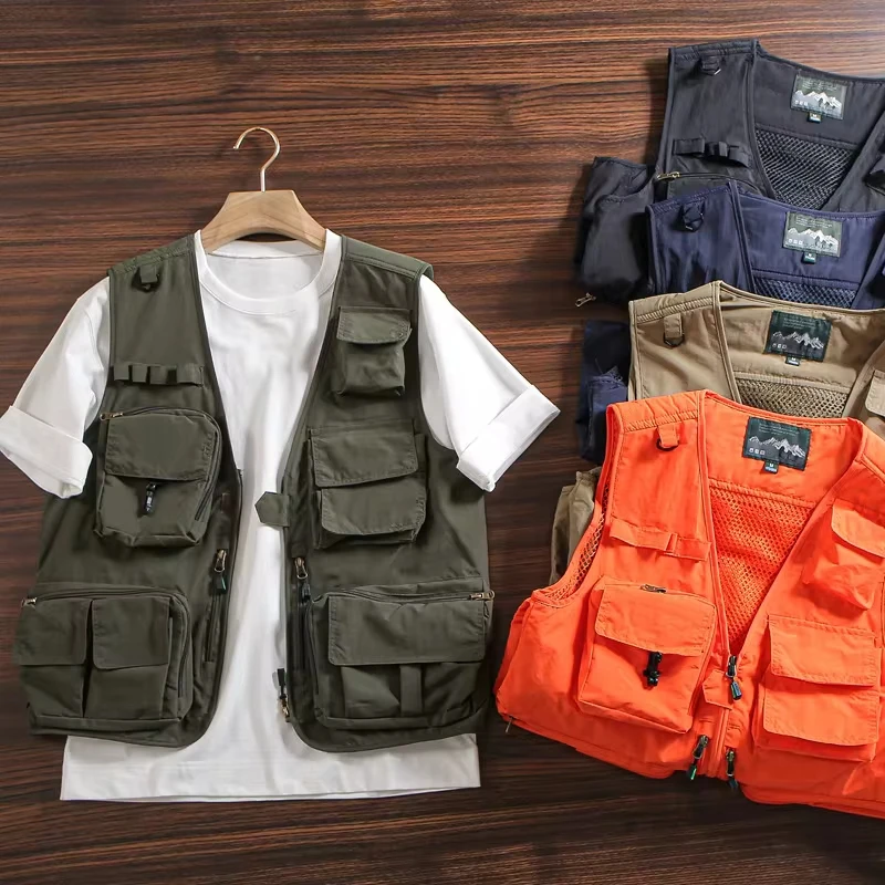 Stereo Multi-Pocket Functional Tooling Multifunctional Vest Men's Breathable Mesh Outdoor Leisure Mountaineering Fishing Vest
