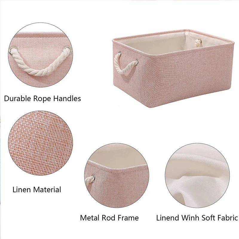 Folding Cotton Linen Storage Baskets Cabinet Storage Bag Laundry Basket Kids Toys Organizer Clothes and Sundries Storage Box