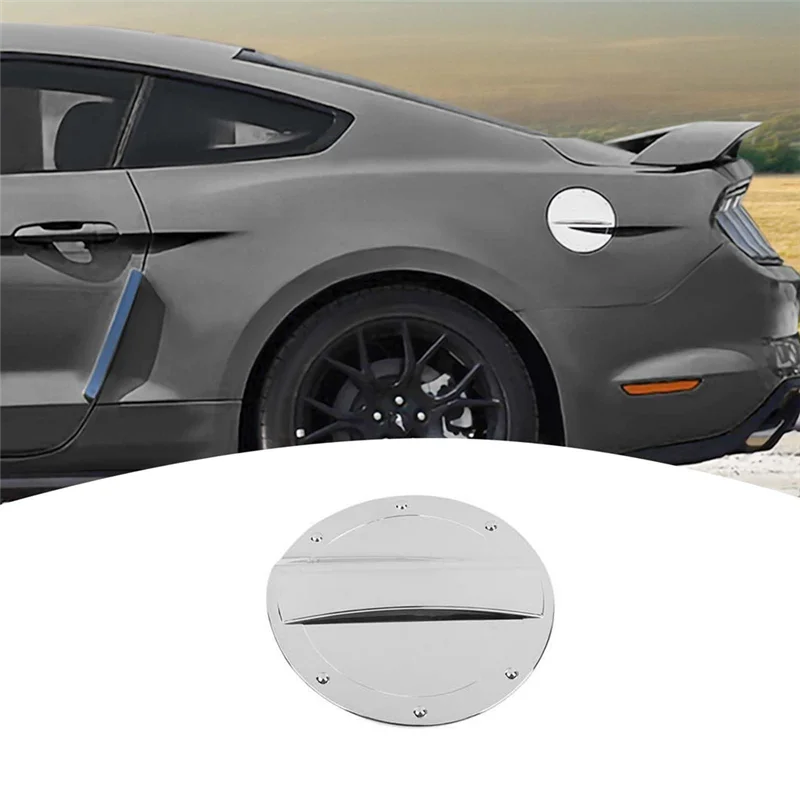 الكروم الملحقات الخارجية سيارة الوقود حشو الباب خزان الغاز غطاء تغليف الكسوة لفورد موستانج 2015-2023 #6