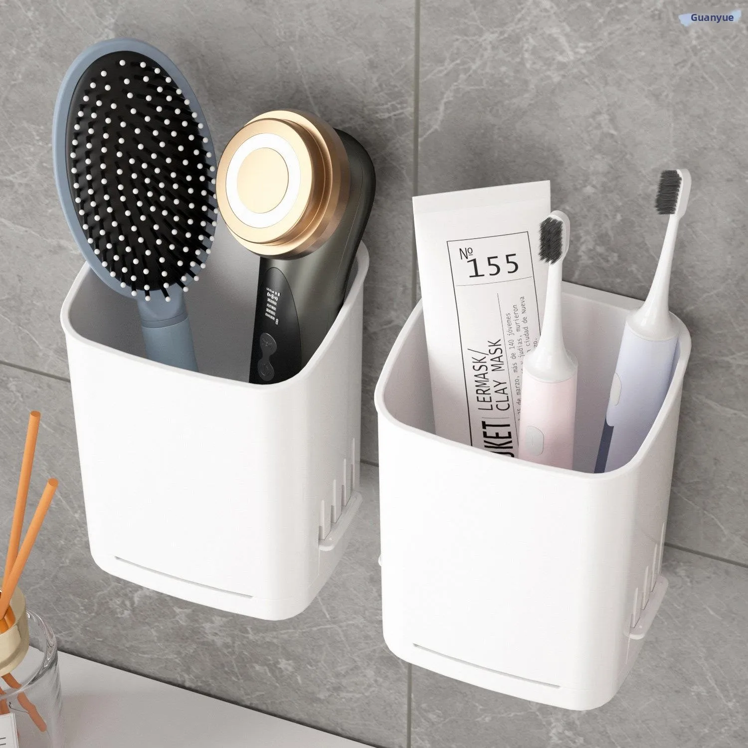 support-mural-blanc-sans-percage-pour-salle-de-bain-et-salle-de-maquillage-pour-brosses-a-dents-peignes-et-dentifrice-avec-rangement-pour-tube-de-dentifrice-et-organiseur-de-peignes-sur-vasque