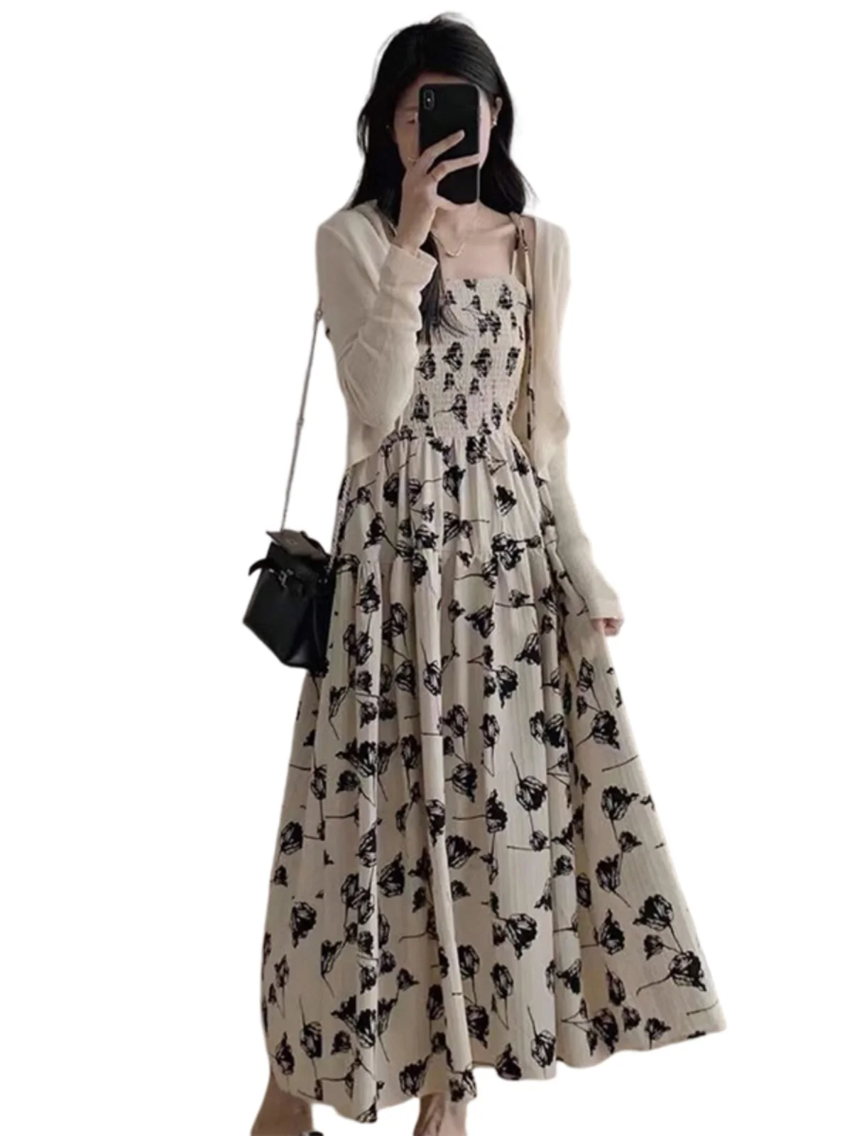 

Bla Knitted Summer Outerwear Women's Thin Long Sve High-End Feeling Air Conditioned irt Dr Code Commute Sle