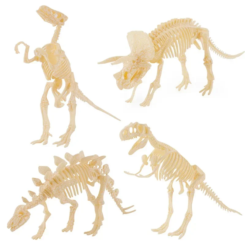 3D DIY Dinosaur Skeleton Assembled Models Toy,3D Excavation Dig kits Series Mini Triceratops/Stegosaurus/Velociraptor Puzzle Toy