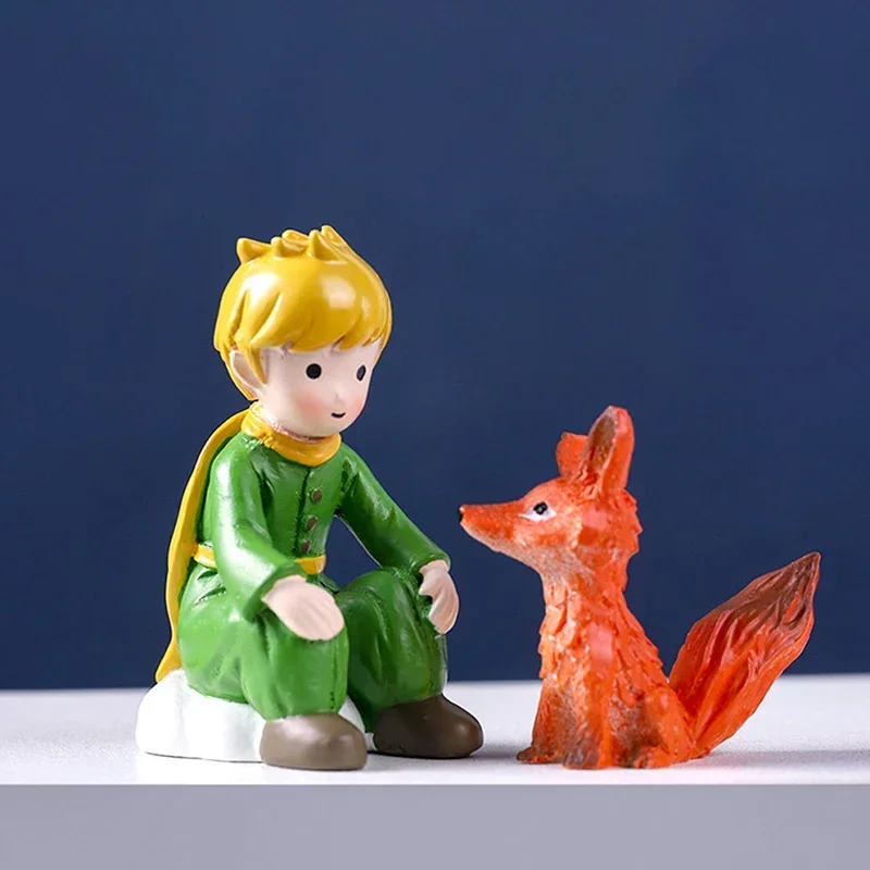 1 Pcs Mini Resin Figurines Fairy Cartoon Model Little Prince Rose Action Fox Figures Miniatures Desktop Ornament Home Decoration