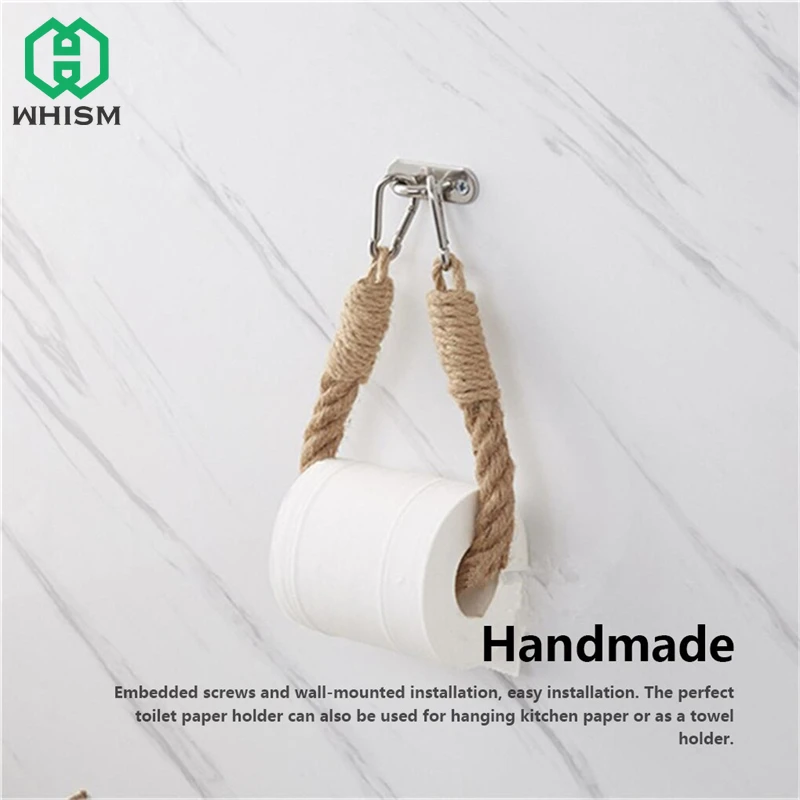 Vintage Towel Hanging Rope Nail-free Sticker Toilet Paper Holder Suction Cup Nautical Rope Wall Mounted Movable