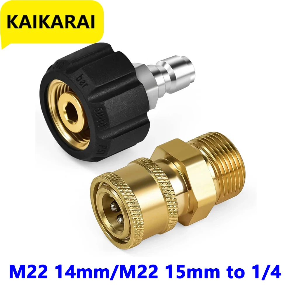 Lavadora de Pressão Mangueira Adaptador Pistola Conector de Liberação Rápida Lavadora de Latão Montagem M22 14 mm a 4