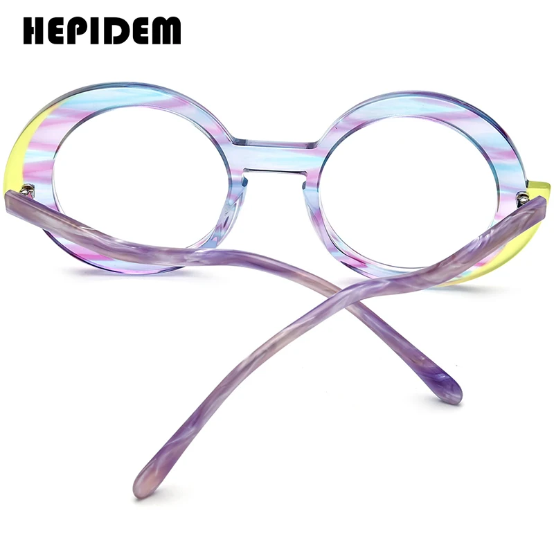 HEPIDEM Acetate Eyeglasses Frame Women Brand Design Oversize Big Size Round Glasses Japanese Handmade Spectacles Eyewear 9354