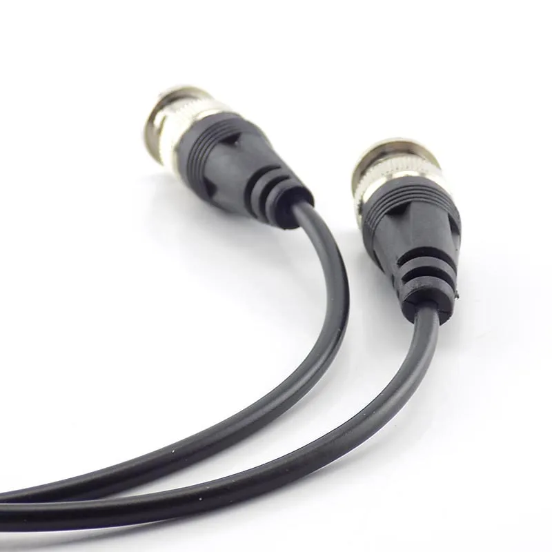 Conector macho bnc para adaptador fêmea, 2 peças, cabo de alimentação dc, linha de conectores bnc, fio para sistema de segurança de câmera cctv