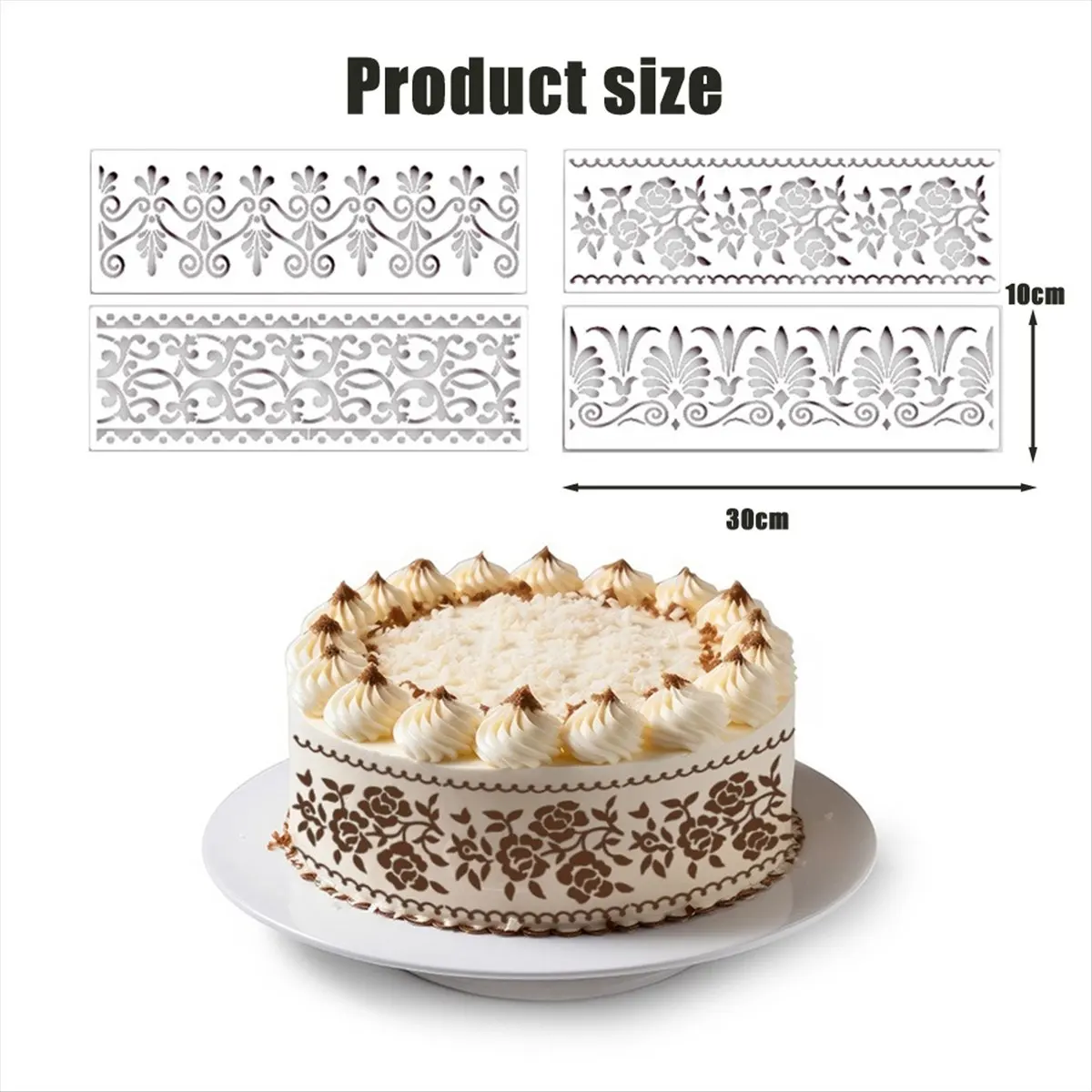 A74U 12Pcs Flower Border Stencils Mandala Stencils Reusable Cut Painting Templates for DIY Craft Stencils, 12 x 3.9 Inch