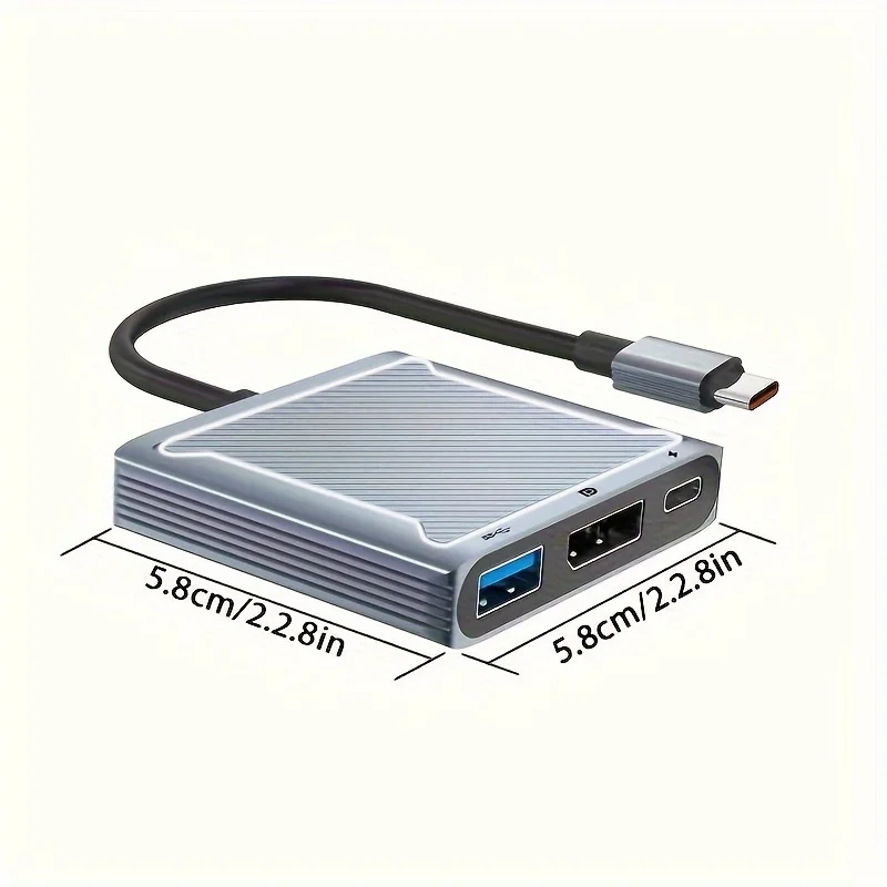 USB C To DisplayPort 1.4 Dock Converter 8K 3-In-1 Type C To DisplayPort 1.4 Cable Docking Station PD Charging USB Hub For Laptop