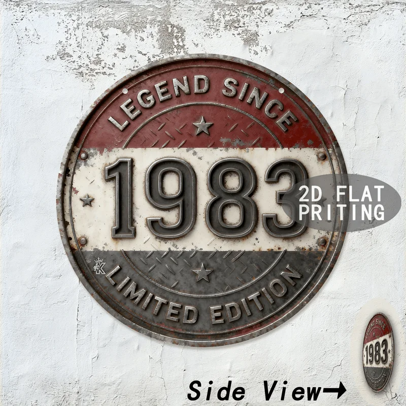 Vintage Round Christmas Adventure Made In Legend Birthday Birth Year Metal Tin Sign Retro Wall Plaque Decor For Bar Garage Man