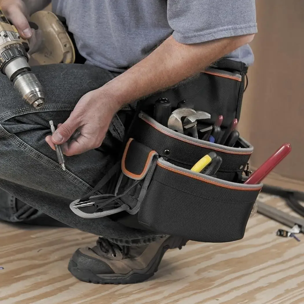 電気技師用パッド入りツールベルトとツールポーチのコンボ、長時間の快適さと耐久性を実現、サイズ：L