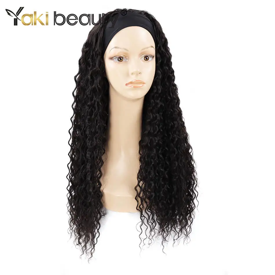 Synthetic Afro Kinky Curly Ice Headband Wigs 28inch/70cm Curly Headband For Black Women Afro Curl Wig Beauty Ice Band Kinky Wig