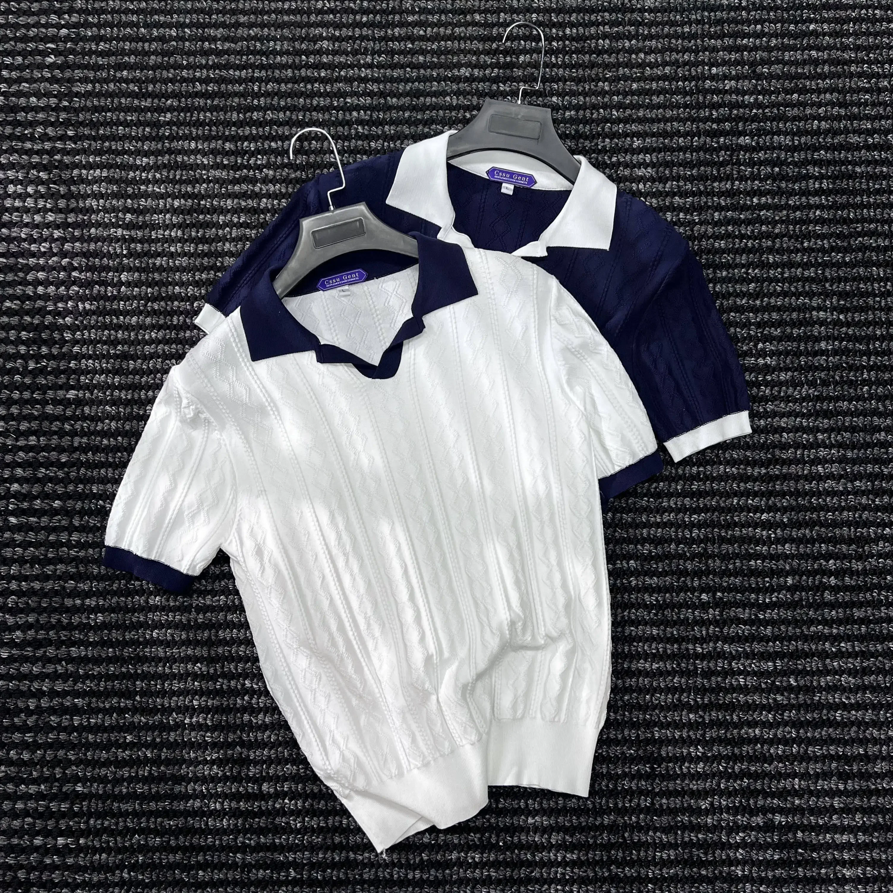 Heavy Industry High Luxury 100% Lyocell Short Sleeve POLO Shirt Men's Jacquard Paul Shirt