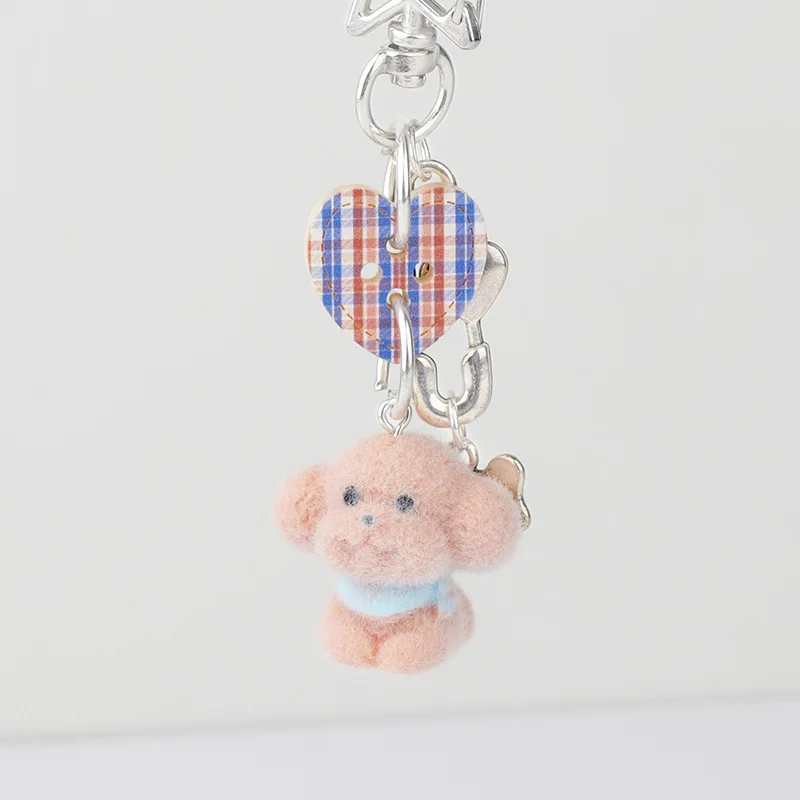 Cute Flocked Puppy Star Dog Paw Love Keychain Mobile Phone Chain Anti-Lost Lanyard Pendant Earphone Camera Chain Jewelry Gifts