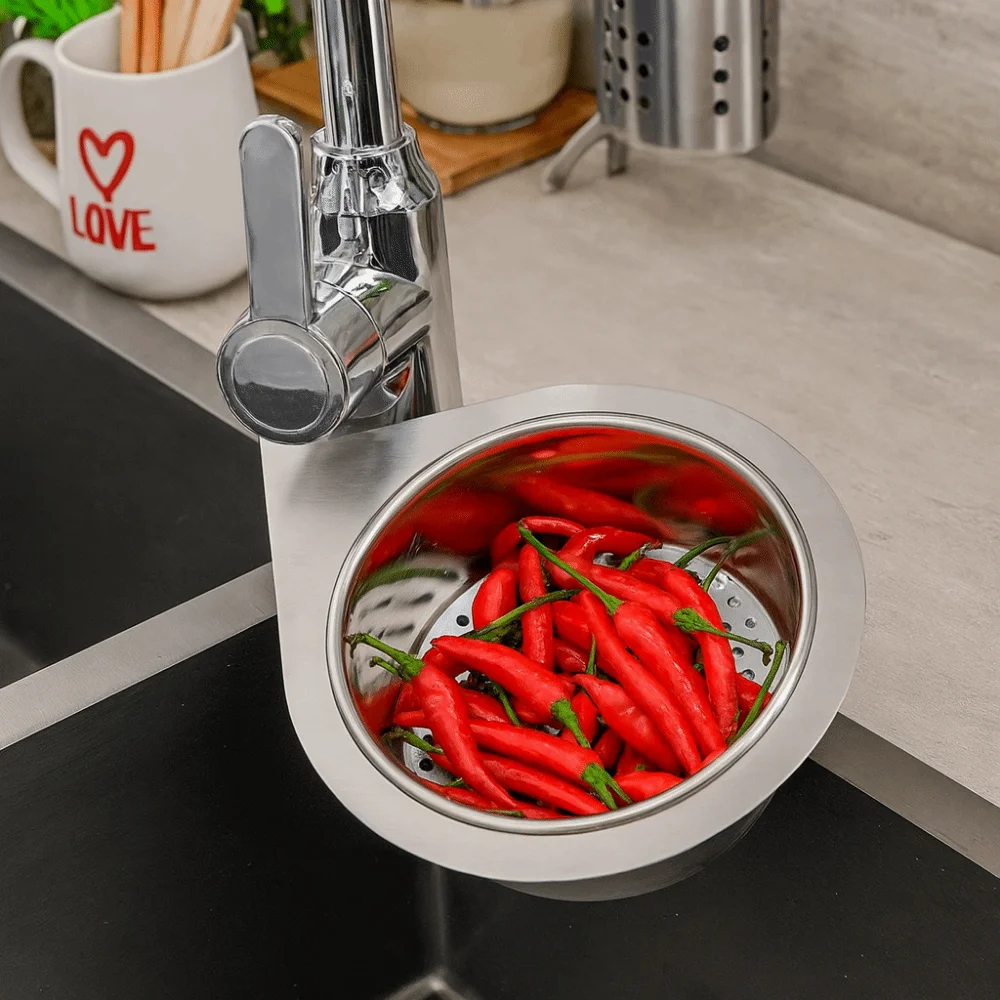 

Stainless Steel Swan Shape Sink Drain Basket Hanging Dry Wet Separation Sink Drain Filter Removable Space Saving