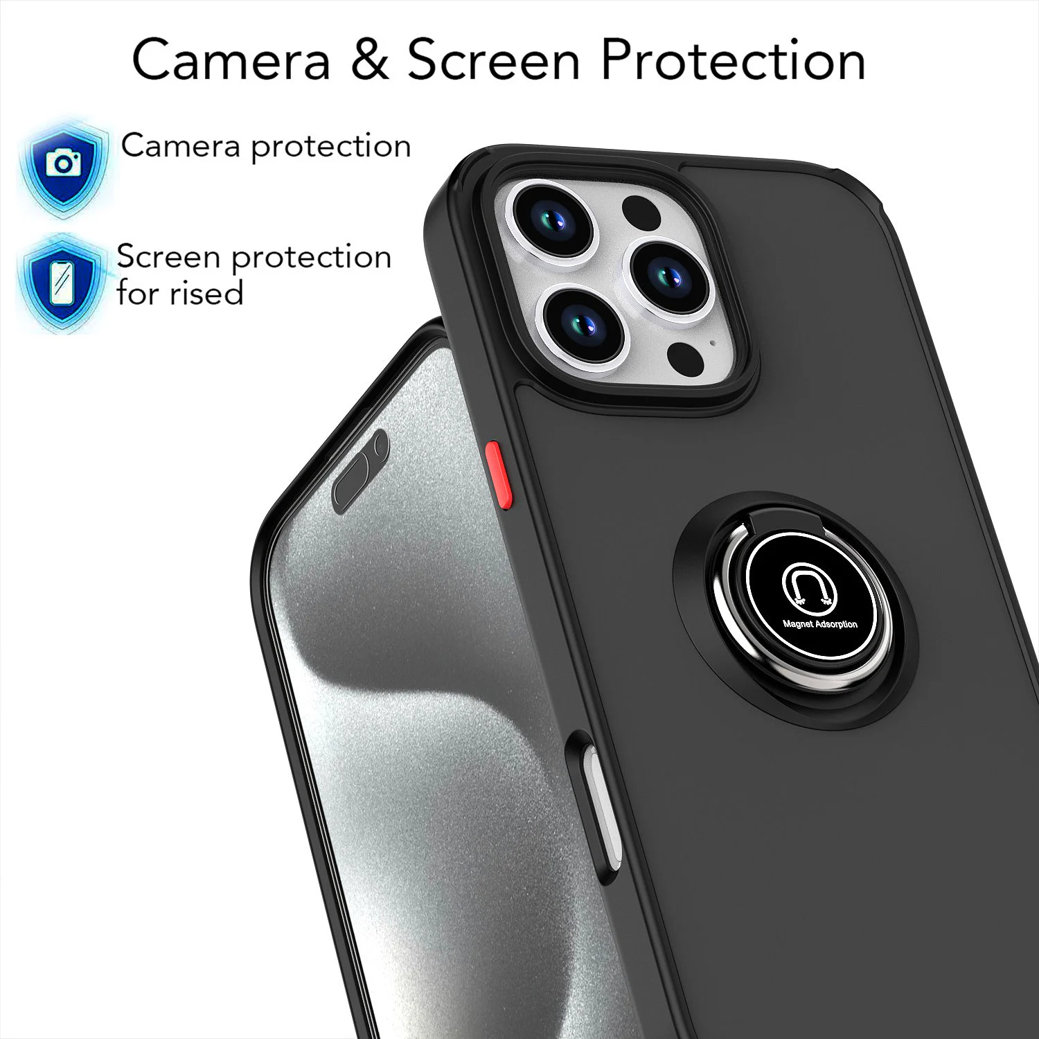 Magnetic Metal Ring Holder Matte Phone Case For iPhone 11 12 13 14 15 16 Pro Max Xs XR X 8 7 Plus SE 2022 TPU Plastic Back Cover