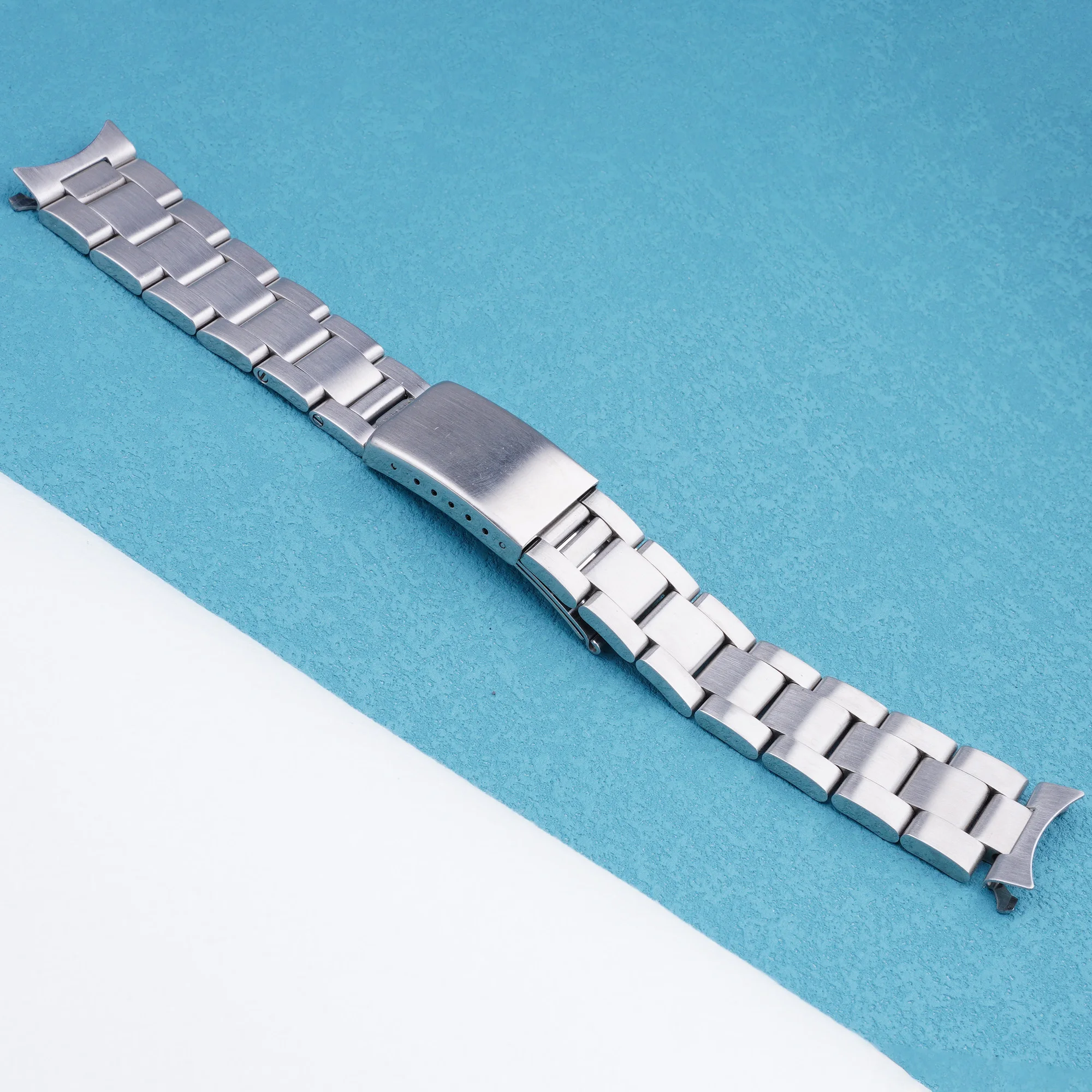 19mm Watch Band Strap Silver Hollow Curved End Oyster Style Bracelet For SEIKO 5(SNXS73 75 77 79 80 81 SNFF05 SNXG47) J1/K1