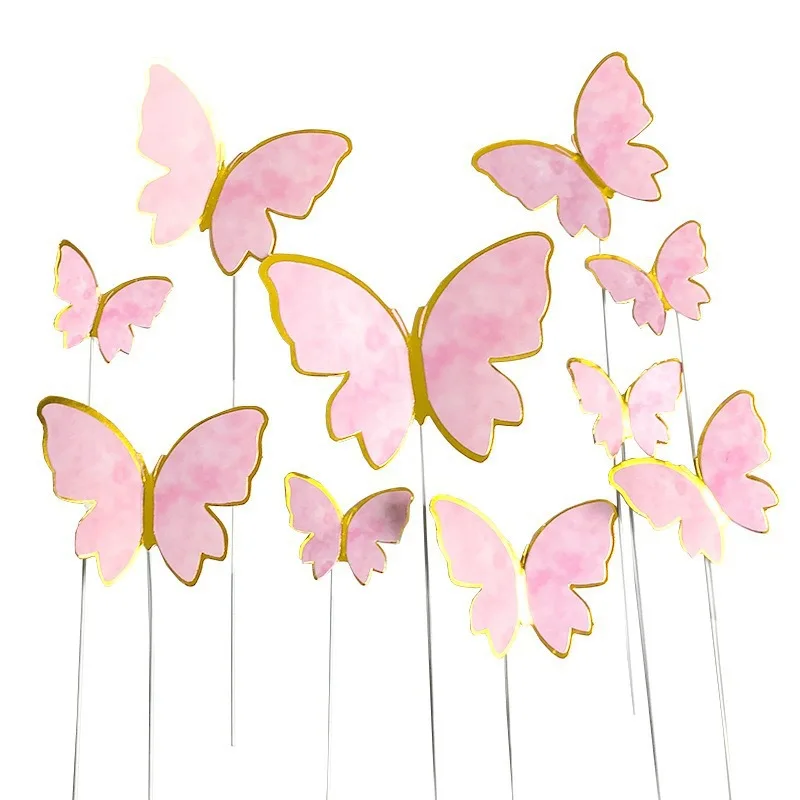 10/50 Stück Dessert-Kuchen-Deko Schmetterling-Stempel 3D Schmetterling-Kuchenaufsätze Prinzessin Mädchen Hochzeit Happy Birthday Party Dekoration – Detail 5