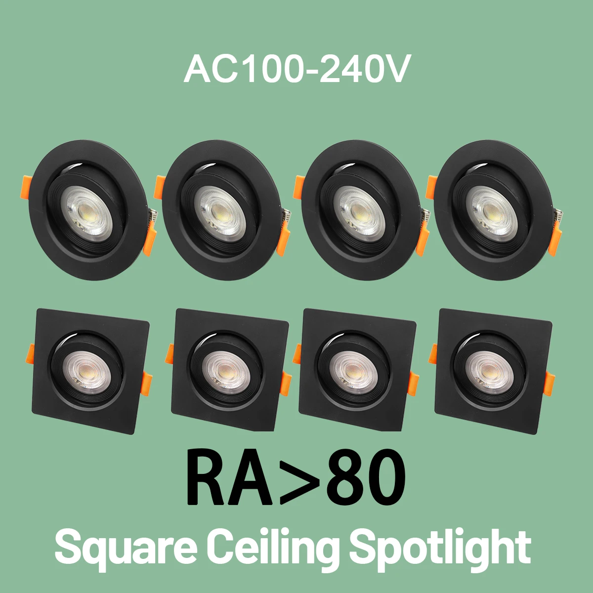 

3 шт., трехцветные светодиодные потолочные прожекторы с затемнением, переменный ток 220 В, 110 В, встроенный светильник с регулируемым углом, 7 Вт, 770 лм для украшения дома