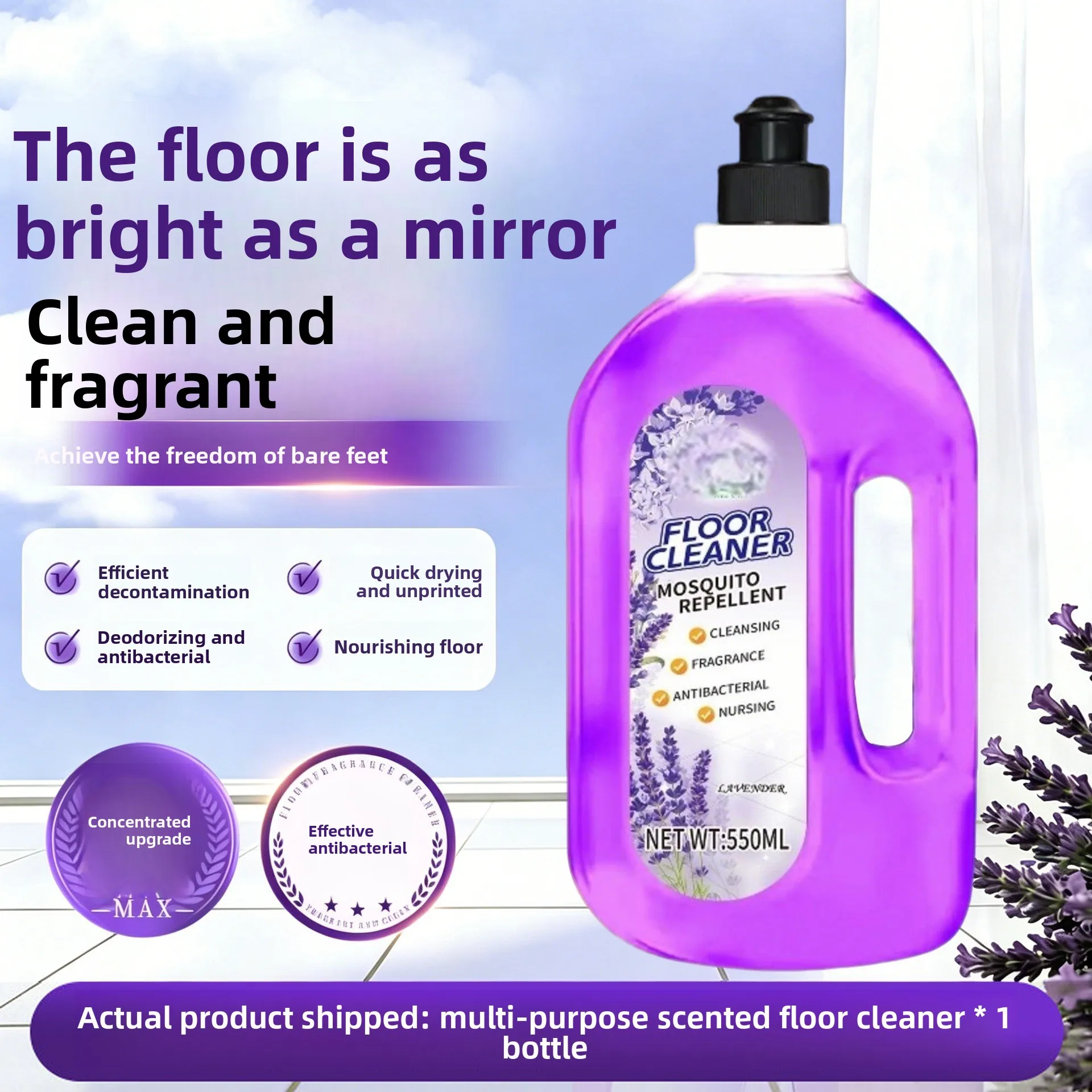 Floor cleaner with strong cleaning descaling properties, polishing cleaning of wooden floor tiles, leaving a lasting fragrance