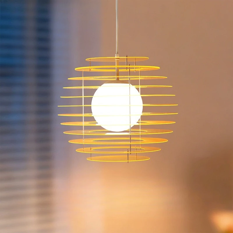 Janpanese Wabi-sabi LED Pendant Lights Creative Stratification Round Lamps Bedroom Study Restaurant Atmosphere Small Chandelier