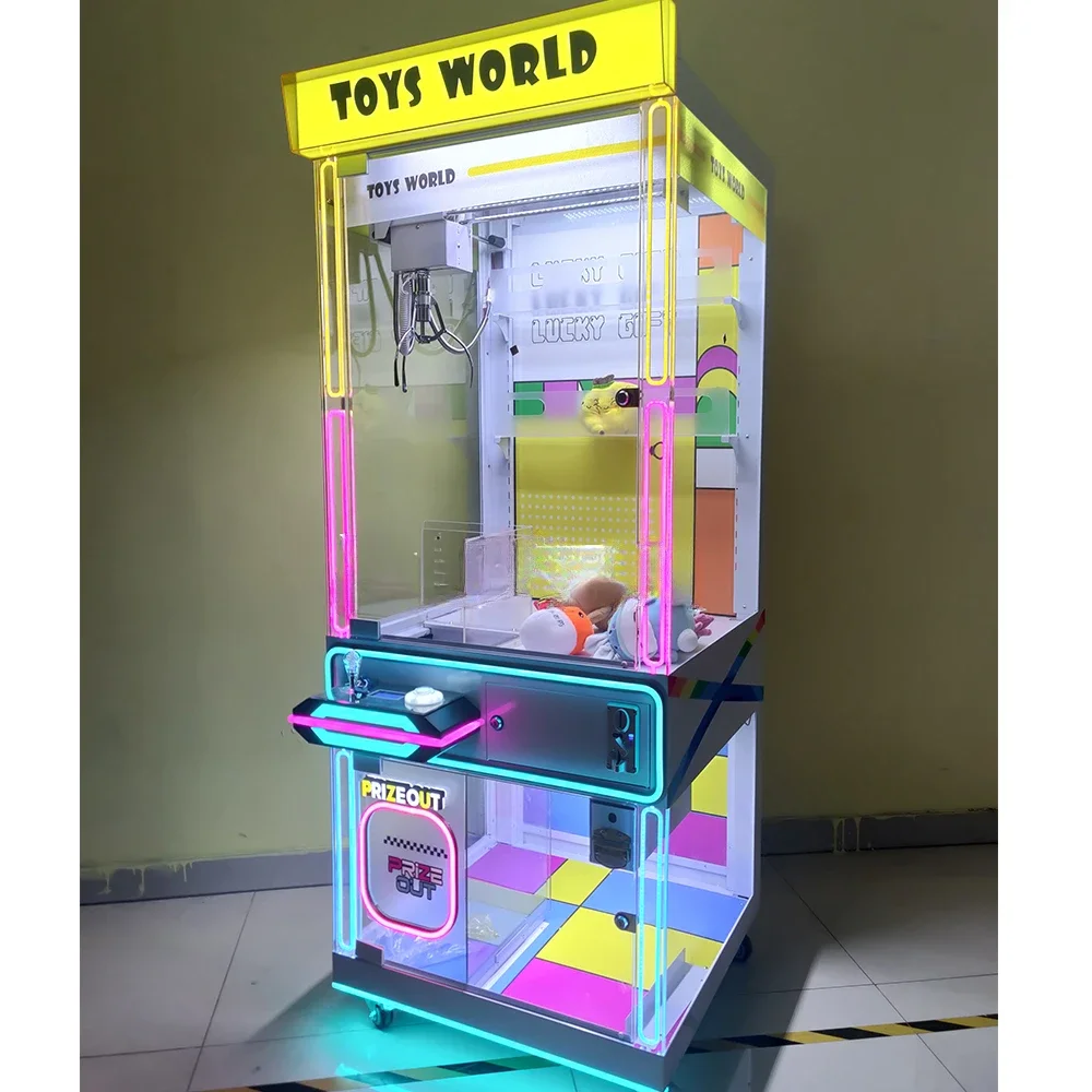 Toys World Win Plush Toys Machines USA Market Business Dopamine Transparent Color  The Claw Crane Machine for Sales