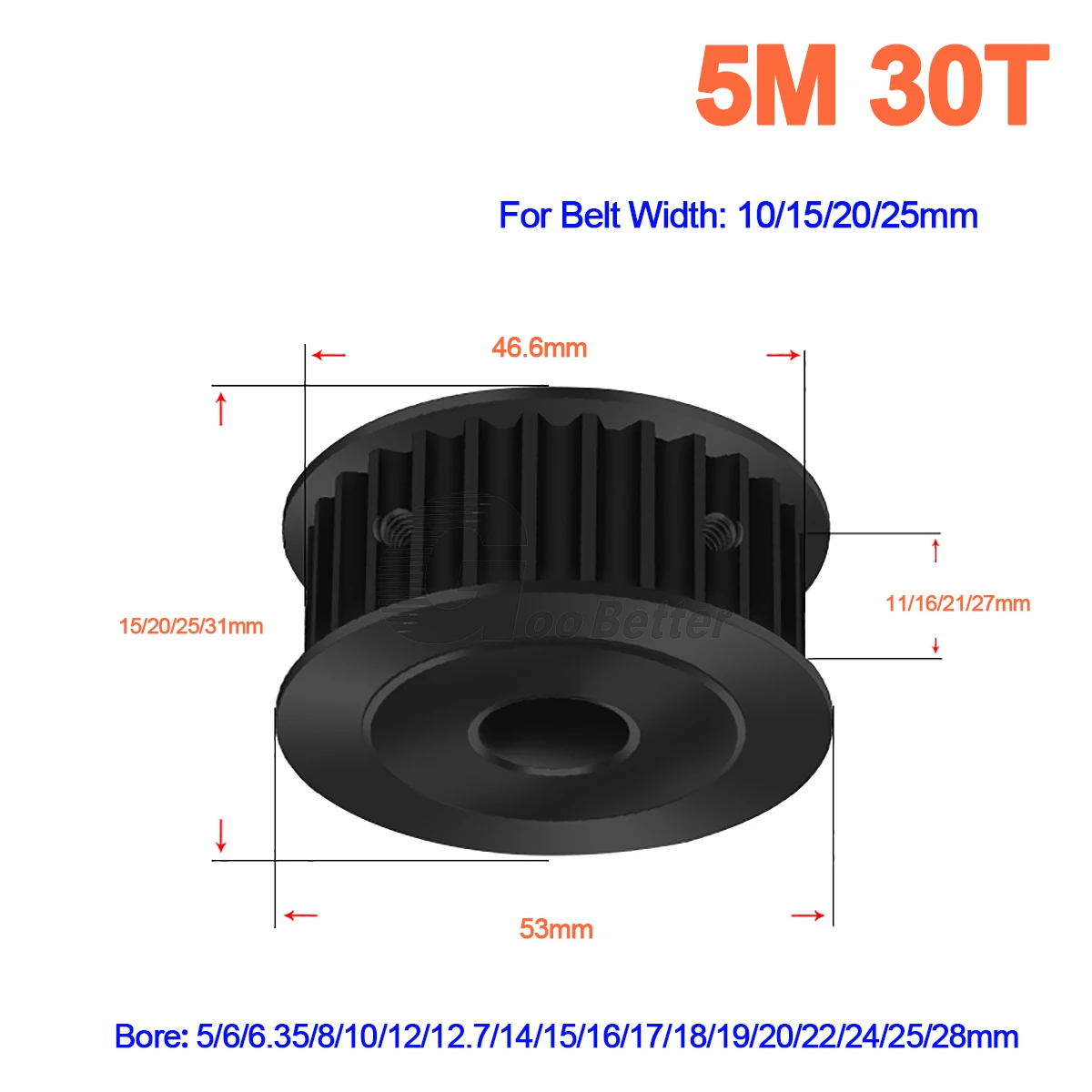 

HTD5M 30 Teeth Synchronous Pulley 45 Steel Slot Width 11/16/21/27mm Industrial Transmission Pulley AF 5M-30T Timing Belt Pulley