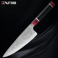 XITUO Damascus Butcher Knives Sharp professional Chef knife Cleaver VG10 Damascus Steel Kitchen Knives Utility Cooking Knives