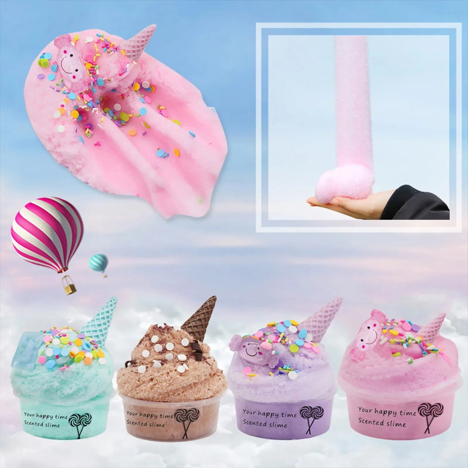 Ice Creamcone Swirl Scented-Clay Creative Pretty Cotton Candy Cloud Funny Slime Toys Preferred Gift For Children