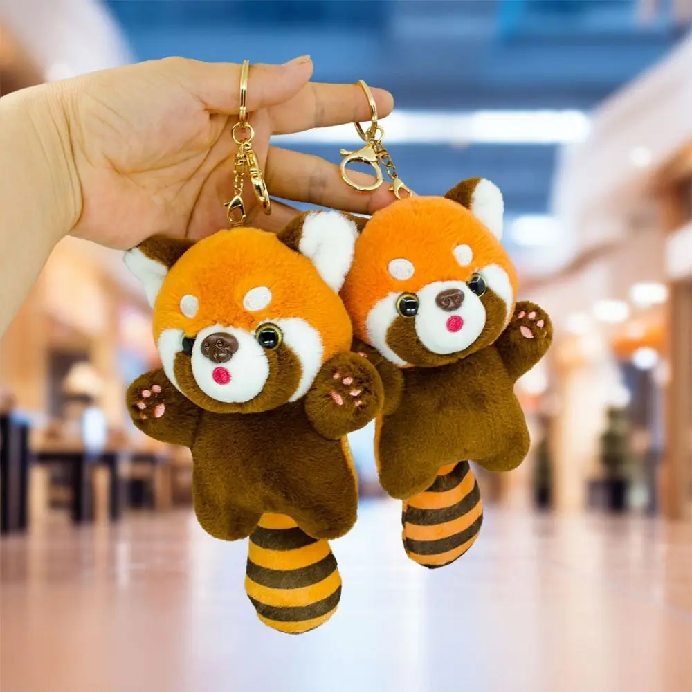 Cartoon Red Panda Plush Keyring Toys Soft Kawaii Animal Plush Pendant Cute Plush Stuffed Red Panda Plushies Pendant Zoo Gift