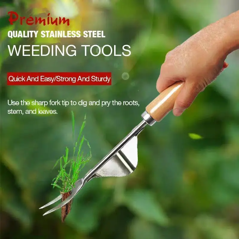 Garden Manual Hand Weeder Steel Weed Puller Tool Bend-Proof Leverage Base for Super Easy Weed Removal Deeper Digging