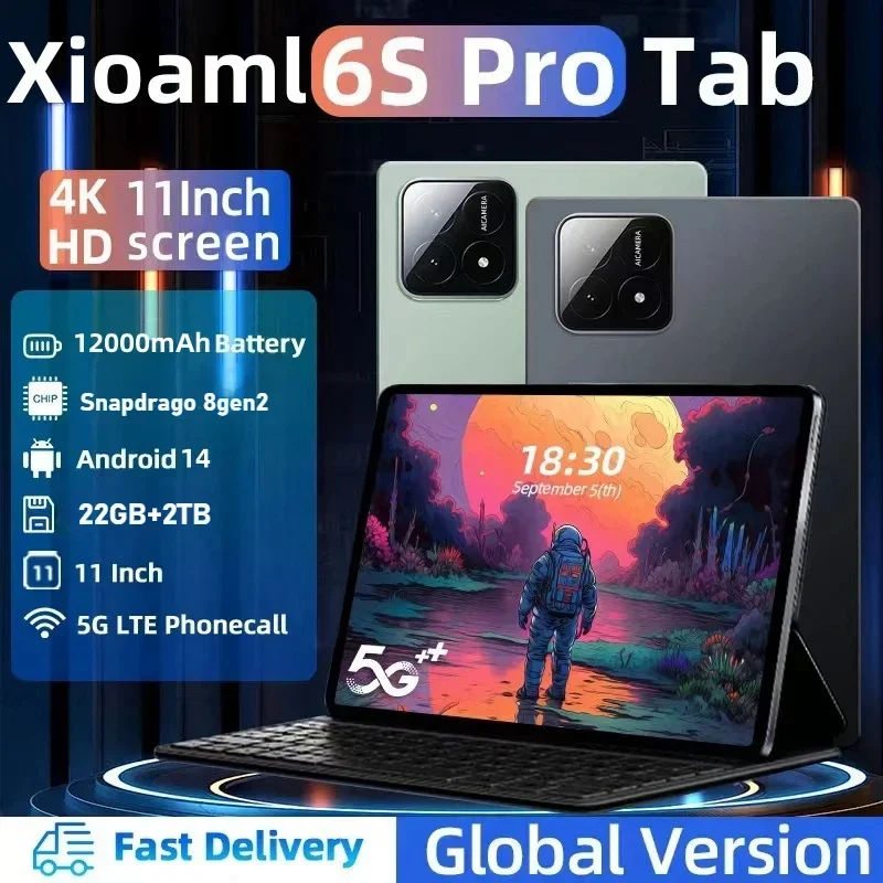 듀얼 SIM 와이파이 GPS 태블릿 PC, Mi Pad 6S Pro, 스냅드래곤 8 세대 2 HD, 4K, 안드로이드 14, 16GB + 1T, 12000mAh, 5G, 11 인치, 2024 신제품