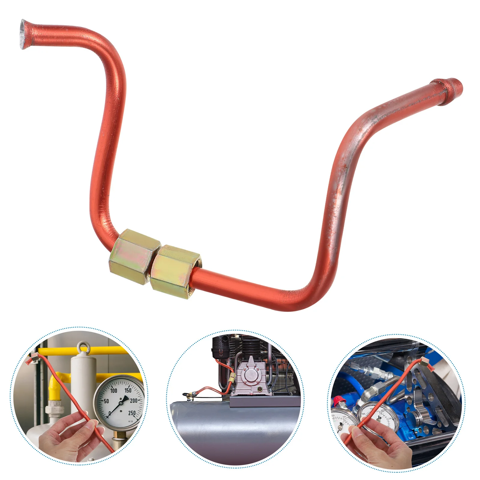 

3Pcs Air Compressor Copper Tube Oil Free Pneumatic Hose Durable Aluminum Alloy Exhaust Tube Discharge Valve Accessories