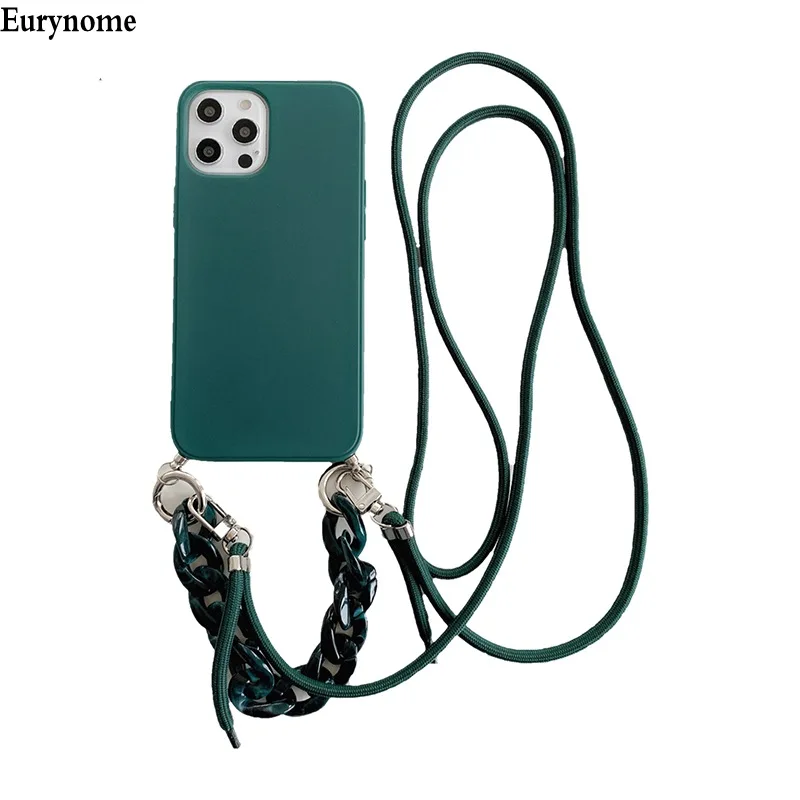 S26 Ultra Crossbody Phone Case for Samsung Galaxy S25 Plus S24 S21 FE A37 A57 A56 Necklace Lanyard Marble Chain Strap Soft Cover