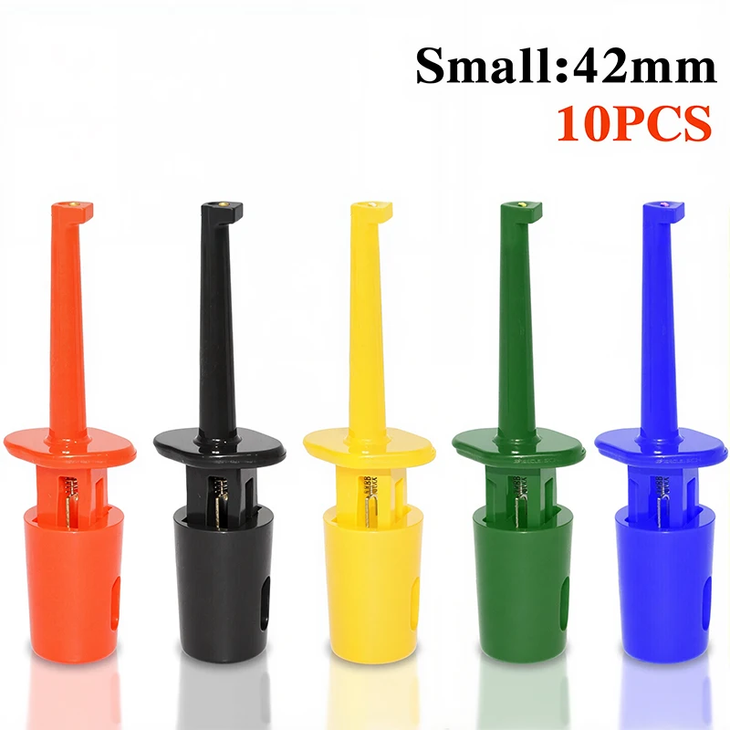 10PCS Mini Single Test Hook Clip Test Probe for Electronic Testing IC Grabber Small Size Round Crocodile Clip Hook Test Clip