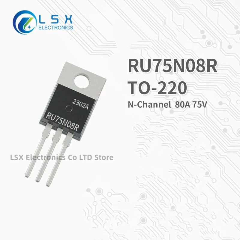 10PCS NEW Original Factory Direct Sales RU75N08R TO-220 N Channel MOS Field effect transistor 80A 75V