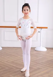 Short Sleeve Ballet Skirt Children New Printing White Dance Costume Leotard Girls High Quality Elegant Ballet Dancing Clothes