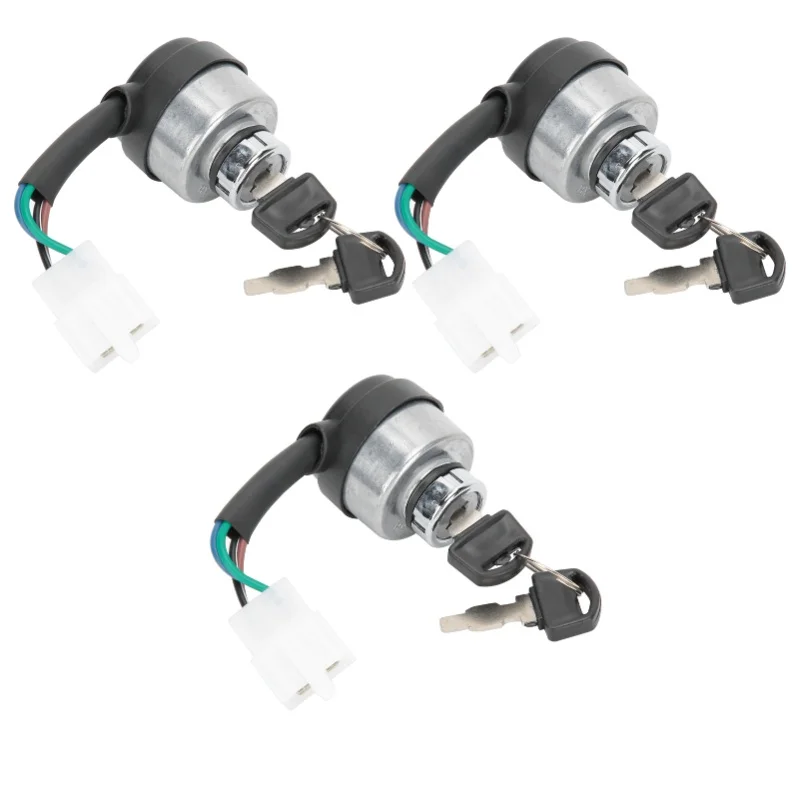 3Set Electric Door Lock 4-Wire Ignition Switch With Keys For 168F/170F/GX160/GX200/GX210