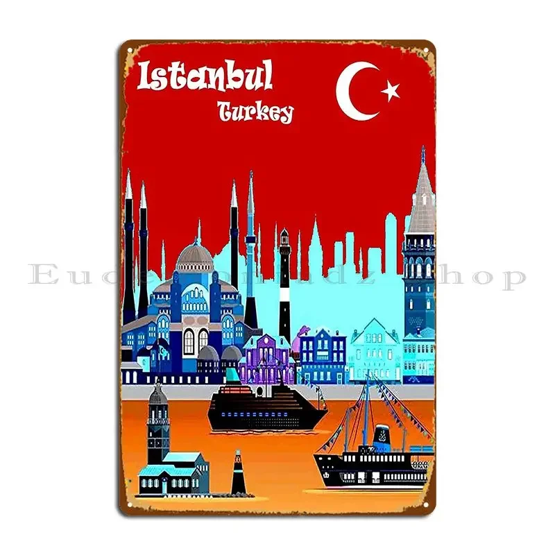 Istanbul Turkey Vintage Travel And Tourism Advertising Print Metal Signs Cinema Plaques Wall Decor Custom Iron Tin Sign Poster