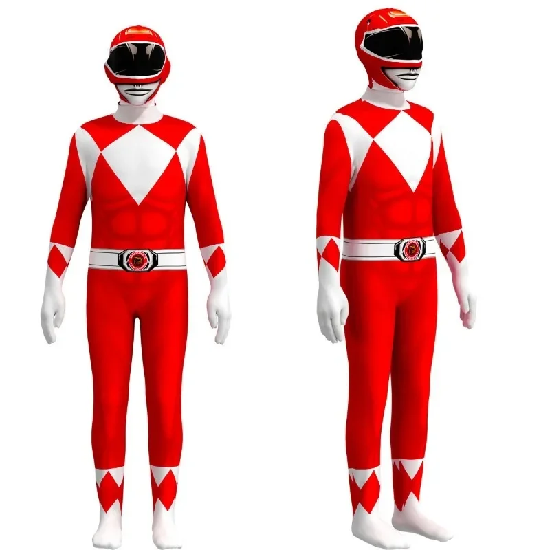 Fantasia Power Range Kostuum Samurai Cosplay Kostuum Volwassen Kids Morpher Machtige Morphin Masker Jumpsuit Zentai Pak Halloween