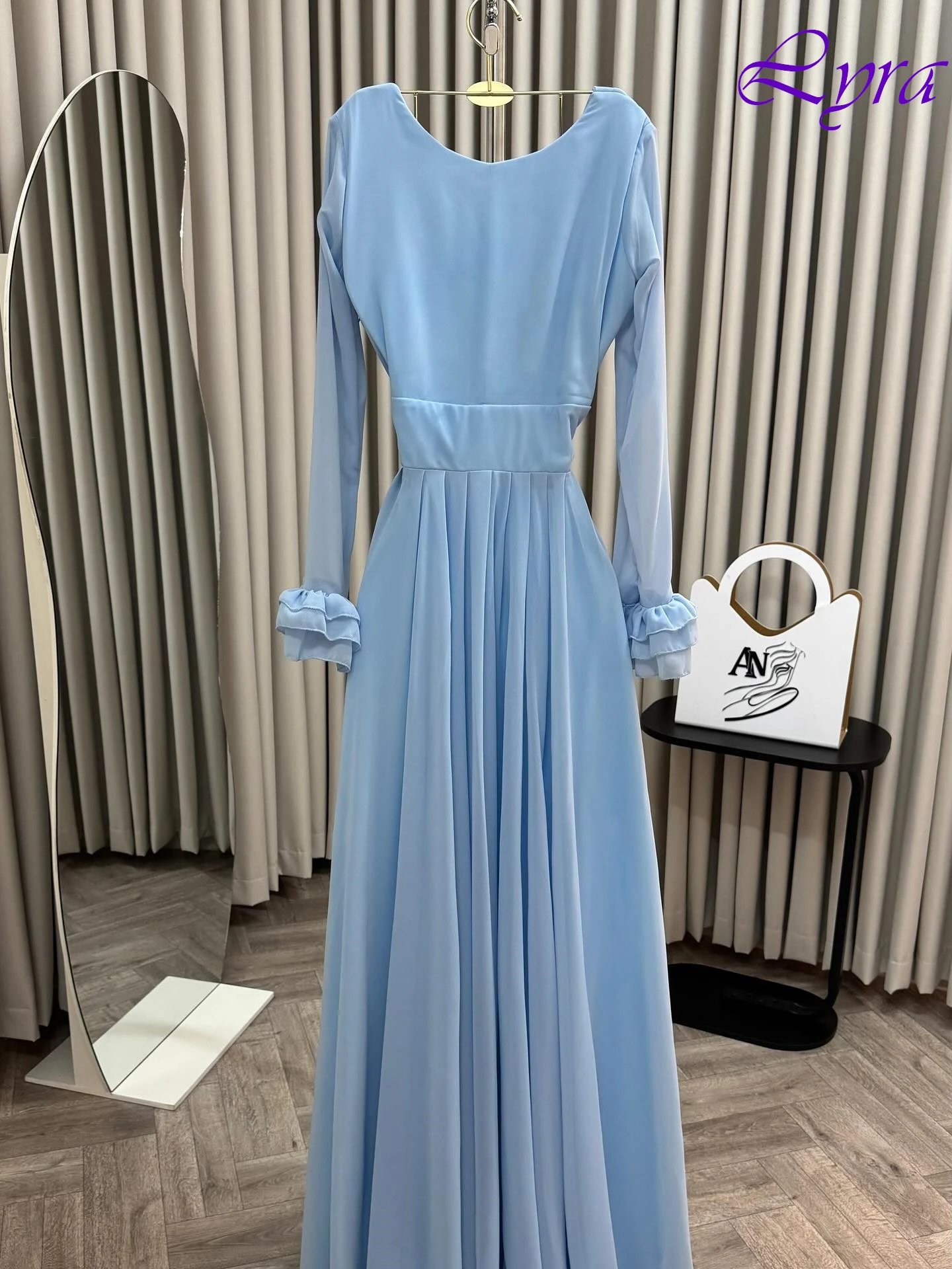 تخصيص ألف خط الخامس الرقبة طويلة الأكمام أنيقة مساء اللباس الرسمي حساسة المشاهير أثواب أزياء عالية الجودة حزب اللباس