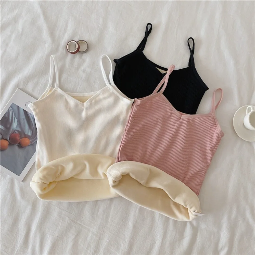 

Elastic V Neck Women Thermal Camisole Thermal Sleeveless Warm Suspender Vest Slim Fit Thickened Vest Underwear Female