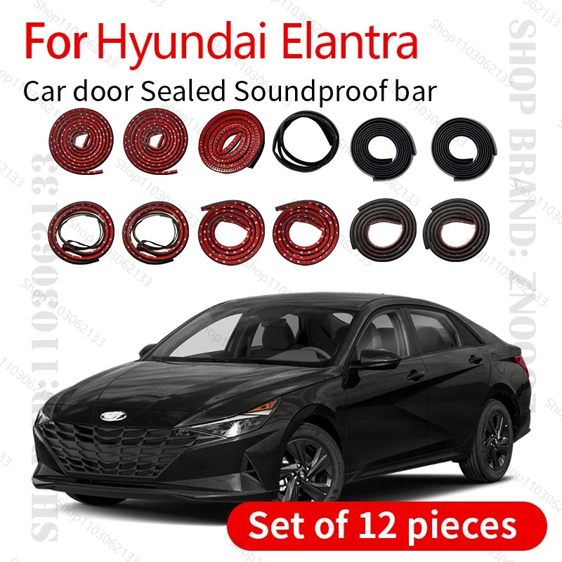 

For Hyundai Elantra Car Door Seal Strip Rubber Double Layer Sealing Protector Soundproof Strip Dustproof Seal Strip 12PCS Set