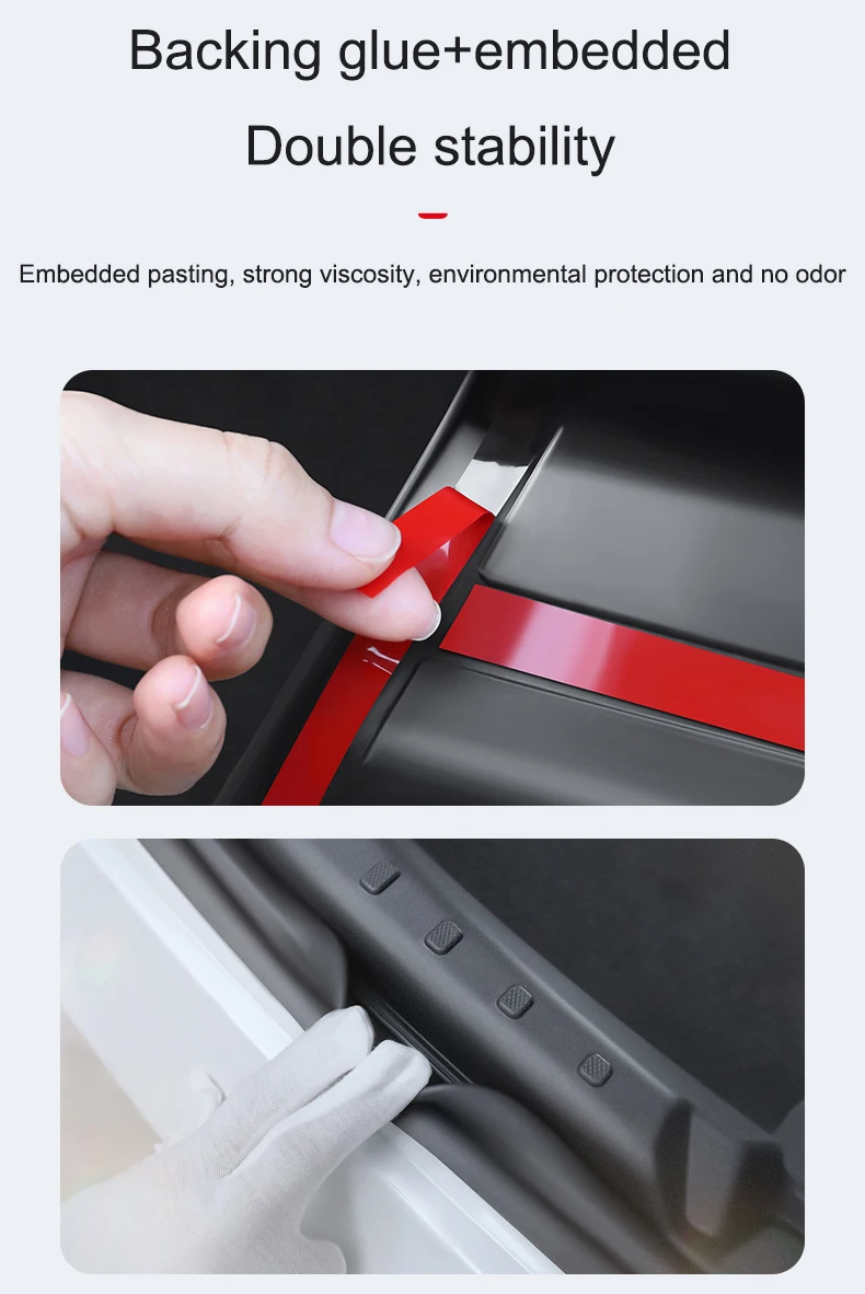 For Tesla Model 3 2021-2023 Threshold Bar Door Welcome Pedal Cover Trunk Corner Guard Anti-Kick Guard Model3 Anti-dirty Pad Set