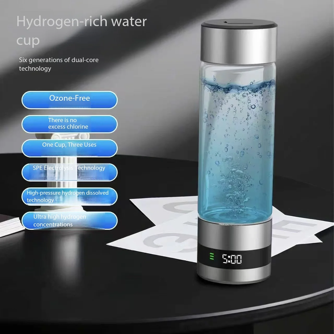

Кружка для воды с высокой концентрацией водорода, обогащенная водородом, с технологией SPE для разделения водорода и кислорода, интеллектуальным LED-дисплеем.