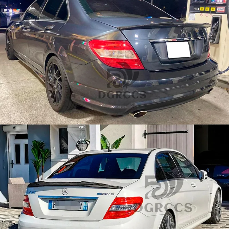 For Mercedes-Benz C-Class W204 4Door PSM Style Carbon Fiber Rear Spoiler Trunk Wing 2007-2014 Carbon fiber Forged carbon fiber